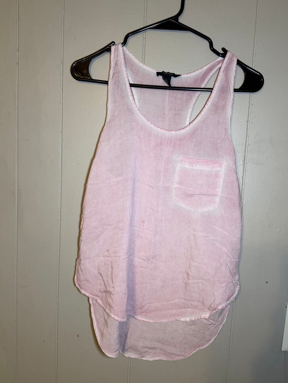 Forever 21 Womenโs M Pink High Low Tank Top Sleeveless Pockets